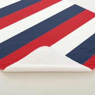 Red White Blue Stripes Sherpa Blanket