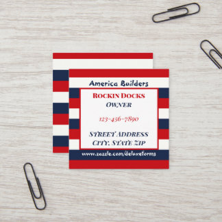 Red White Blue Stripes Square Business Card