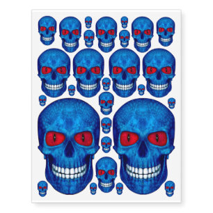 Red White Blue Sugar Skull Zombie Temporary Tattoo