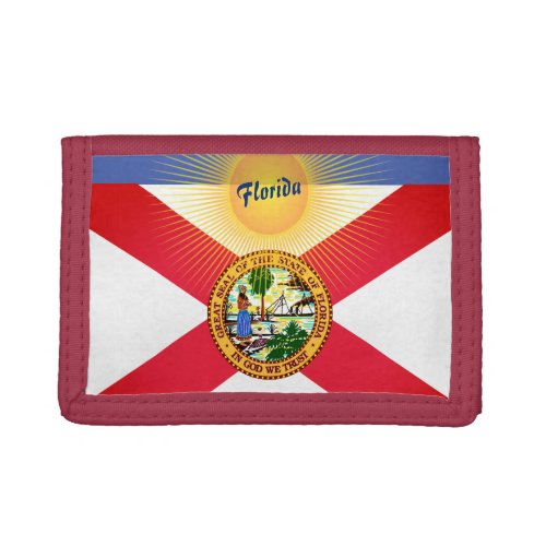 Red White Blue Sunshine Florida   Trifold Wallet