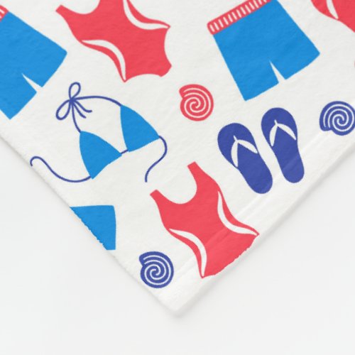 Red White Blue Swimsuit Flip Flop Pattern Fleece Blanket