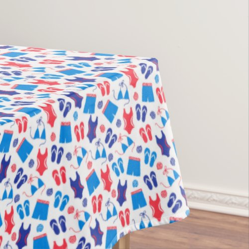 Red White Blue Swimsuit Flip Flop Pattern Tablecloth