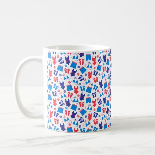 Red White Blue Swimsuits and Flip Flops Print Coffee Mug