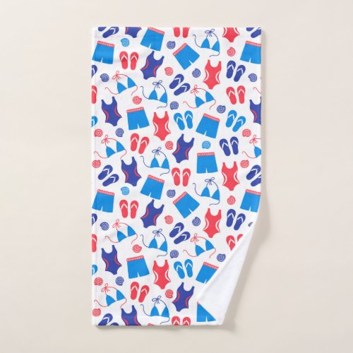 Red White Blue Swimsuits Flip Flops Summer Hand Towel