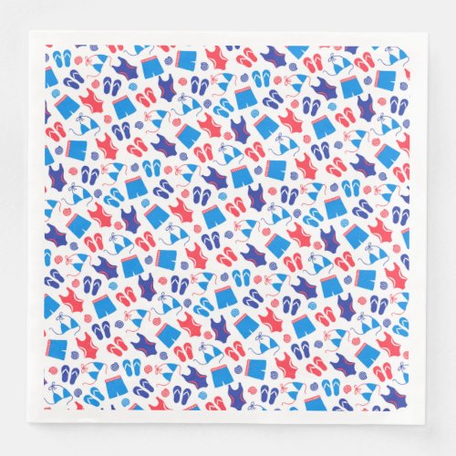 Red White Blue Swimsuits   Flip Flops Summer Paper Dinner Napkins