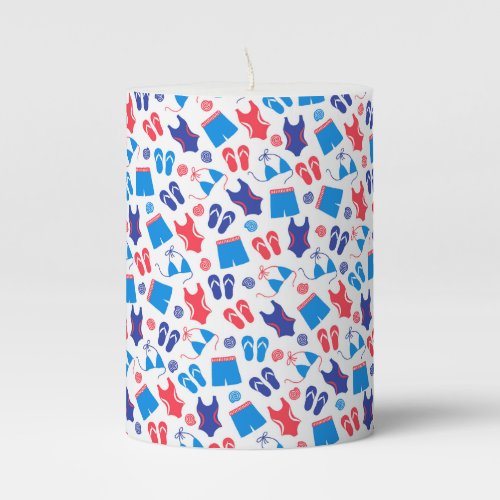Red White Blue Swimsuits   Flip Flops Summer Pillar Candle