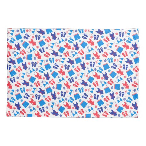 Red White Blue Swimsuits Flip Flops Summer Pillow Case