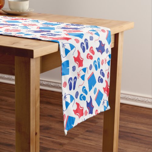 Red White Blue Swimsuits   Flip Flops Summer Short Table Runner