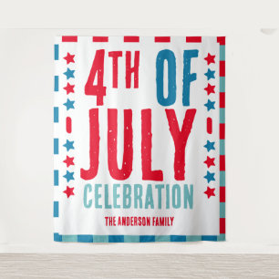 Red White Blue Tartan Plaid 4th of July Backdrop