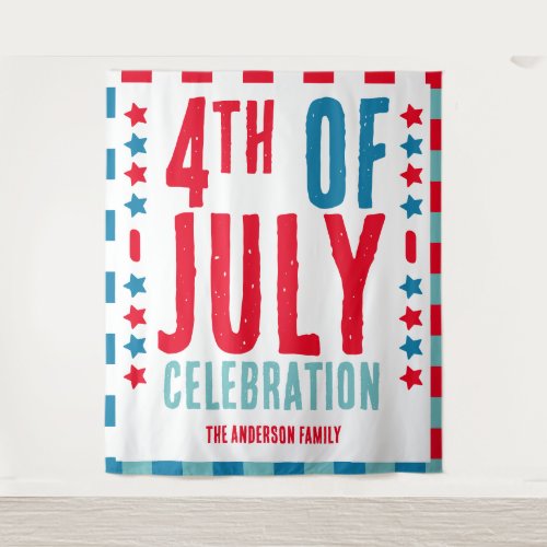 Red White Blue Tartan Plaid 4th of July Backdrop