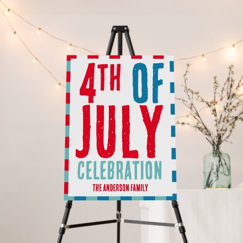 Red White Blue Tartan Plaid 4th of July Party Foam Board