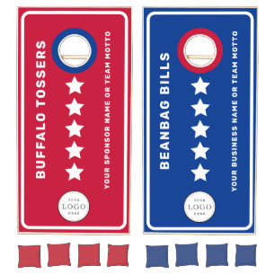 Red White Blue Team Colors Custom Cornhole Set