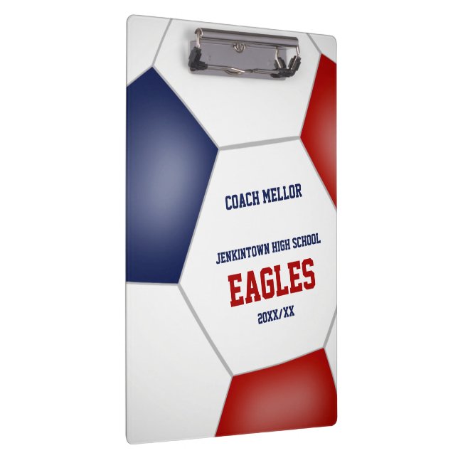 red white blue team colors custom soccer coach clipboard (Right)