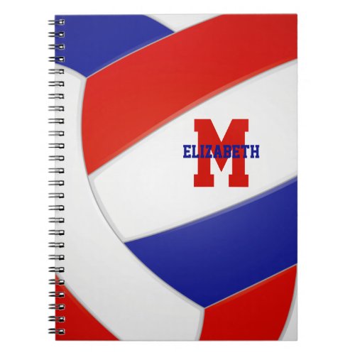 red white blue team colors girls boys volleyball notebook