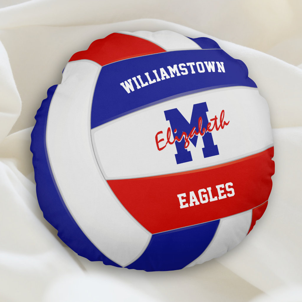 red white blue team colors girls volleyball pillow