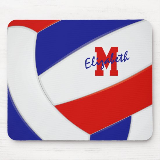 red white blue team colors personalized volleyball mouse pad