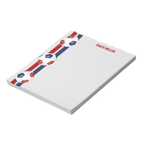 red white blue team colors soccer coach custom notepad | Zazzle.com