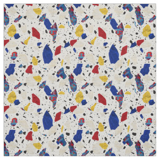 Red White & Blue Terrazzo Tile Pattern Fabric