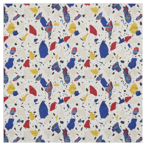 Red White & Blue Terrazzo Tile Pattern Fabric