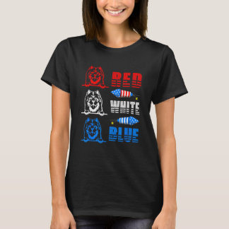 Red White Blue Three Cute Chow Chow 4th July Ameri T-Shirt