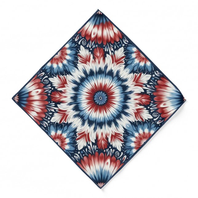 Red, White & Blue Tie-dye Bandana (Front)