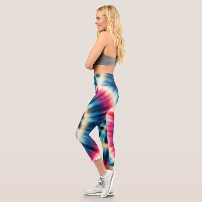 Red White Blue Tie Dye Leggings - Capri Gift (Left)