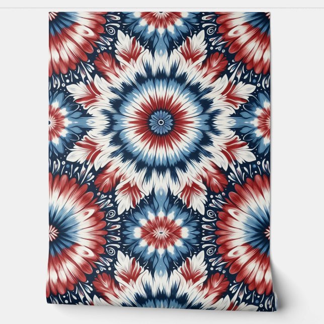 Red, White & Blue Tie-dye Wallpaper (Unrolling)
