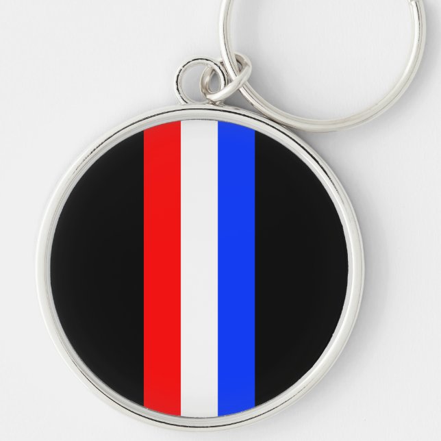 Red White Blue Tri Bar Stripes Keychain (Front)
