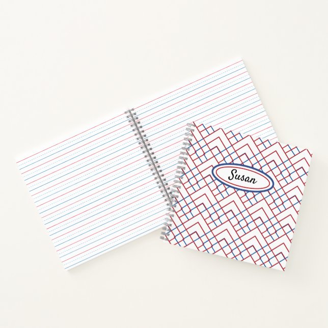 Red White Blue Triangle Grid Sketchbook Journal (Inside)