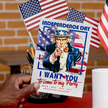 Red  White & Blue Uncle Sam 4th Of July Party Invitation by Art_Design_by_Mylini at Zazzle