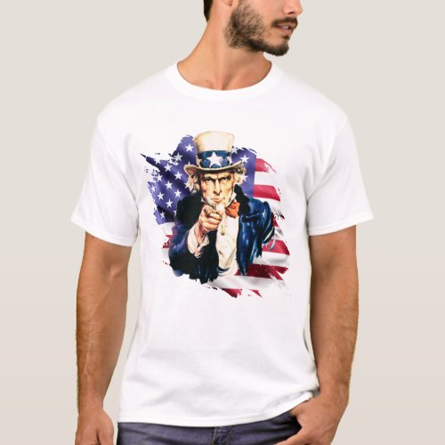 Red White  Blue Uncle Sam 4th Of July T_Shirt