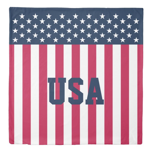 Red White Blue US Flag Duvet Cover (Front)