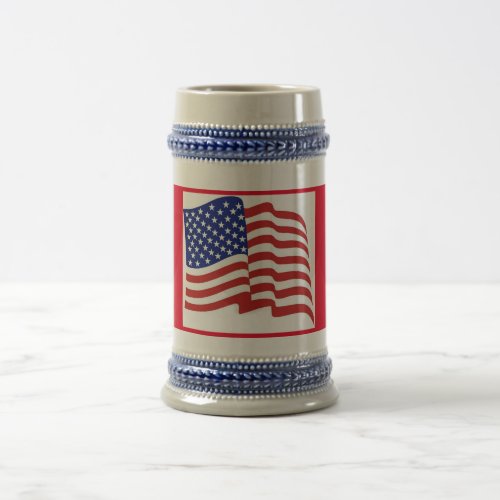 Red White Blue US Flag Patriotic Beer Stein