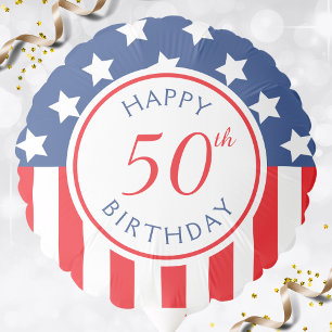 Red White & Blue USA American Flag Happy Birthday Balloon