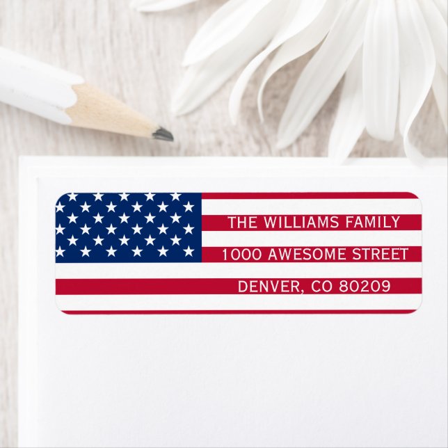 Red White Blue USA American Flag Patriotic Country Label (Insitu)