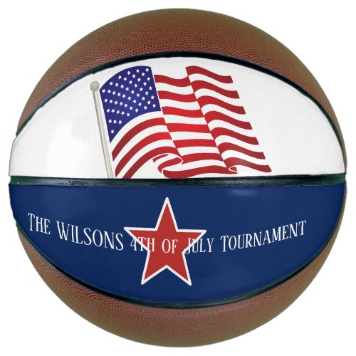 Red White  BlueUSA Flag 4th of July Basketball