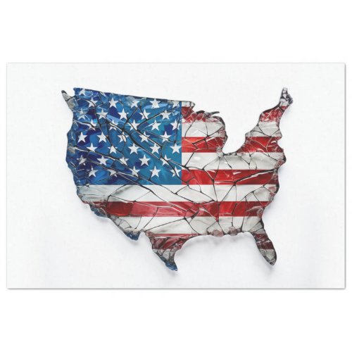 Red White Blue USA Flag Glass Effect Decoupage Tissue Paper