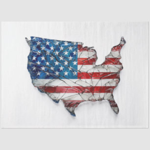 Red White Blue USA Flag Glass Effect Decoupage Tissue Paper