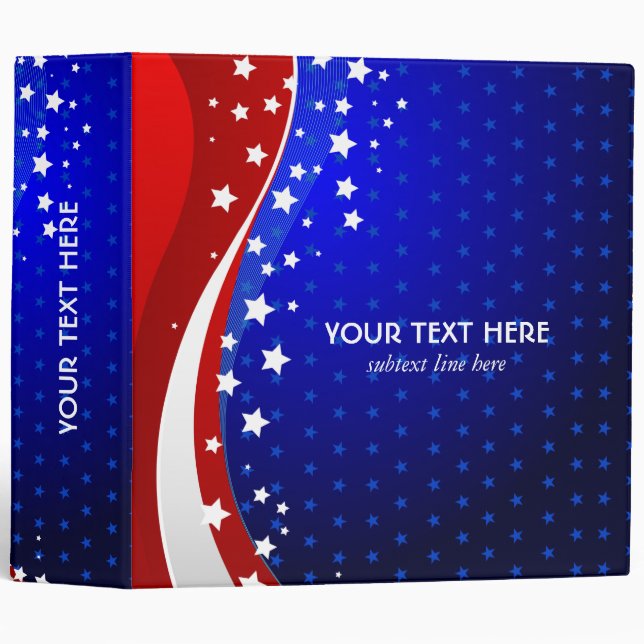 Red White & Blue - USA Flag Stars And Stripes 3 Ring Binder (Front/Spine)