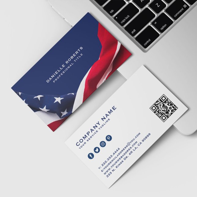 Red White & Blue-USA Flag Stars And Stripes Business Card (Creator Uploaded)