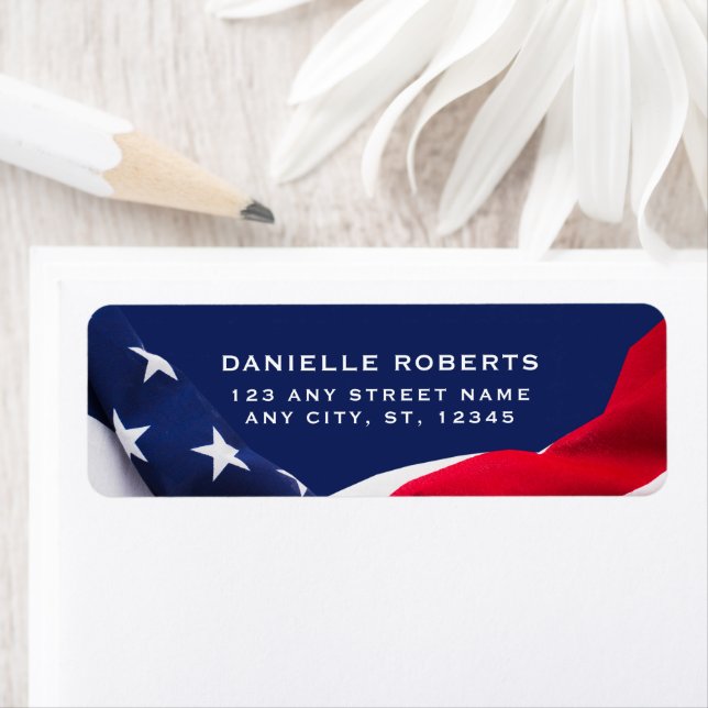 Red White & Blue-USA Flag Stars And Stripes Label (Insitu)