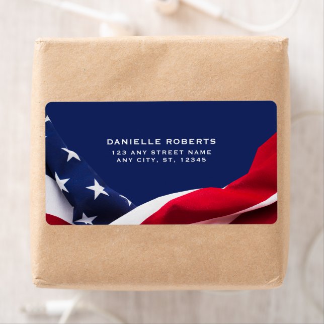 Red White & Blue-USA Flag Stars And Stripes Label (Insitu)