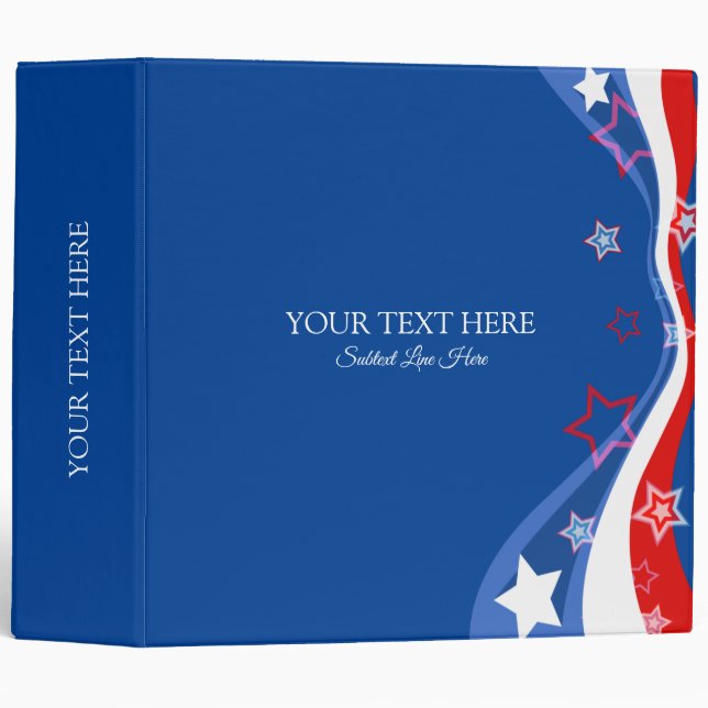 Red White & Blue - USA Flag Stars And Stripes no.3 3 Ring Binder (Front/Spine)