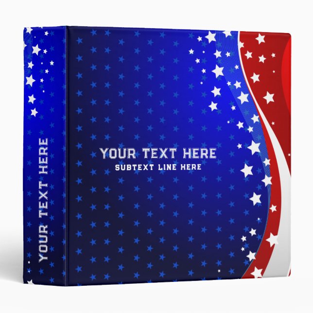 Red White & Blue - USA Flag Stars Stripes Two 3 Ring Binder (Front/Spine)