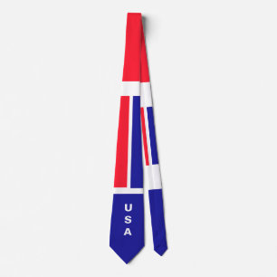 Red White Blue USA Neck Tie