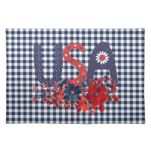 Red White & Blue USA Patriotic Bouquet Cloth Placemat