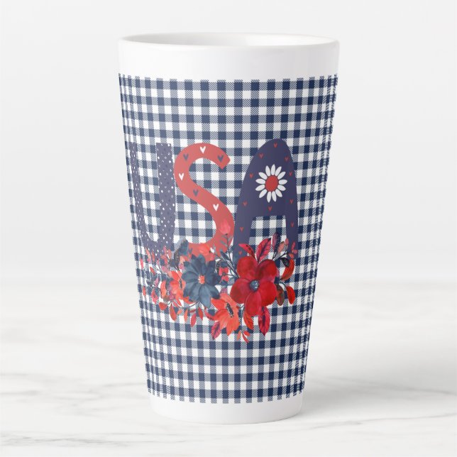 Red White & Blue USA Patriotic Bouquet  Latte Mug (Front)