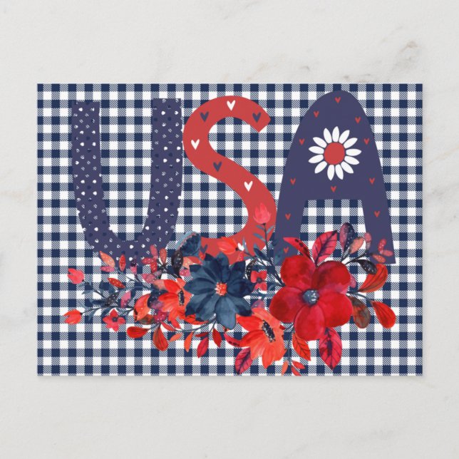 Red White & Blue USA Patriotic Bouquet  Postcard (Front)
