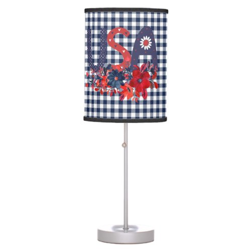 Red White  Blue USA Patriotic Bouquet  Table Lamp