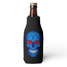 Red White Blue USA Zombie Skull  Bottle Cooler